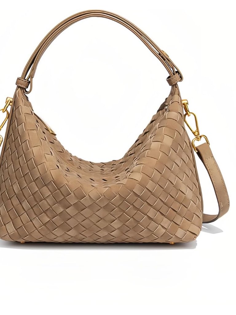 Woven Suede Hobo Purse For Women,Faux Suede Shoulder Bag,Woven Crossbody Bag,Han
